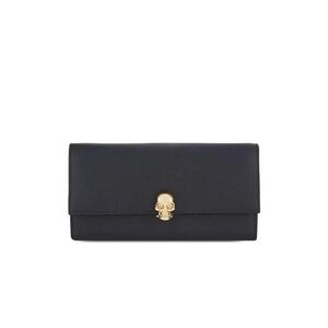 Alexander McQueen Black Leather Wallet with Skull Detail